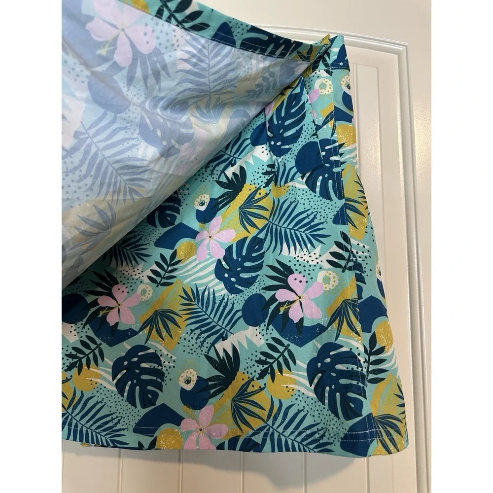 Charlie Paige‎ Hawaiian Floral wrap adjustable skirt Sz L XL Beach Resort Pool